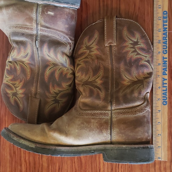 Justin Original Work Men Stampede Rugged Cowhide Work Square Toe SE4681/ 10.5 EE - Picture 16 of 17